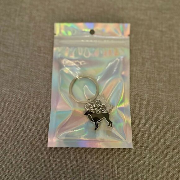 Great Dane Dog Black Enamel Keychain - Picture 2 of 4